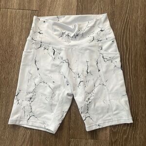 BuffBunny White and Black Marble Bike Shorts